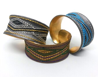 Embroidered Savanna Bracelets (brown, grey, blue)