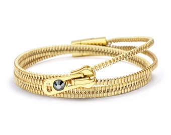 Butter and Brass double/four Zipper Bracelet and Choker Necklace in One