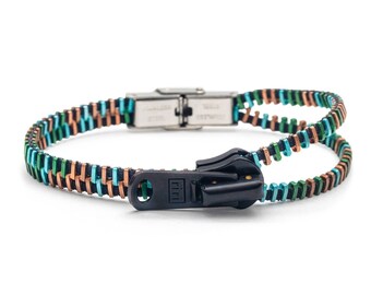Multi Coloured Single Zipper Bracelet with Stainless Steel Clasp