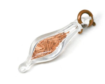 Blown Glass Capsule Charm with Copper Wire Inside