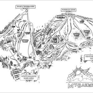 Mt Baker Ski Region benutzerdefinierte Landkarte SVG / Vektor Download (perfekt für die Lasergravur)