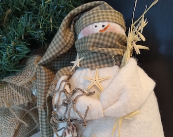 E-Pattern Snowman Sewing, Nautical Snowman, Snow, Beach, Ocean, Seashells, Christmas, Winter, Gift, Country Rustic Farmhouse