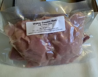 Virginia Country Ham Slices 8 oz., Fully Cooked, from Southeast Virginia, Fully Cooked Ham for  Ham Biscuits, plus recipe book!