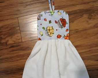 E-Pattern Towel with Door Knob Loop, Hanging, Hook, Farmhouse, Kitchen, bathroom, Decorative, gift,