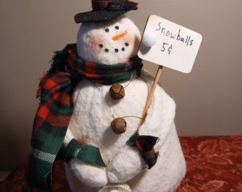 Snowman chubby handmade, winter, elegant, Christmas doll, Country, Holiday Gift Winter decor Holidays, country farmhouse
