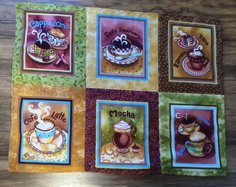 Coffee Bar Mat Runner Set with Matching Mug Coasters Snack Mat Coffee Cups Kitchen Snack Mat