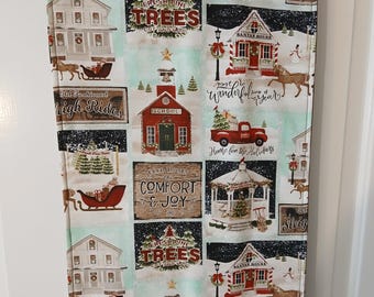 Runner, Center Mat, Reversible Fall and Christmas. Thanksgiving Runner, table topper, seasonal runner, autumn leaves, sleigh ride