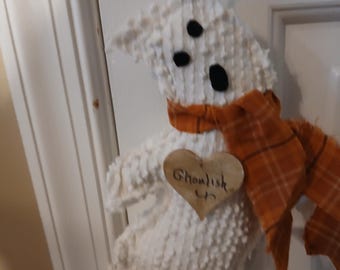 Ghost handmade hanging door knob, Halloween, seasonal, fall, spooky, Oct. 31, gift, Halloween decor