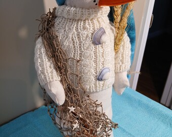 Snowman Nautical Doll Christmas or Year Round Holiday decor Gift