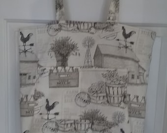 Recycleable Grocery and Market Tote Farmer's Market Bag LINED, Lightweight Canvas, Carry All Bag, Fabric Bag, Environmentally friendly.