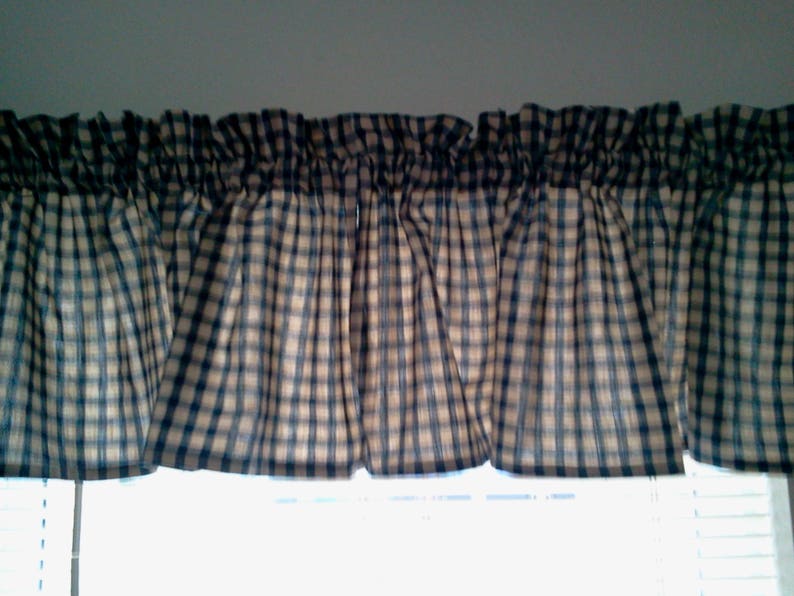 Valance Panel Handmade Homespun Check Print Window Treatment Ds Curtain Home Decor Country Rustic Primitive Curtains Treatments Living - Primitive Home Decor Curtains