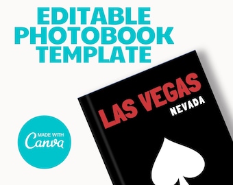 Modèle canevas de livre photo de voyage | Modèle de livre photo imprimé inspiré de Las Vegas Assouline