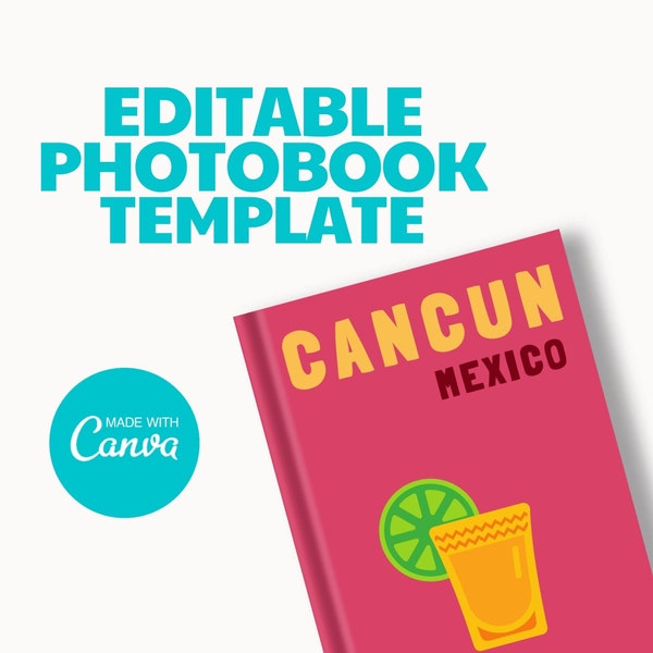 Travel Photobook Canva Template | Cancun Mexico Assouline Inspired Printed Photo Book Template