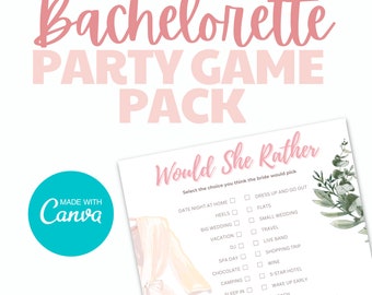 Fun & Editable Bachelorette Party Game Pack - Instant Download via Canva Template!