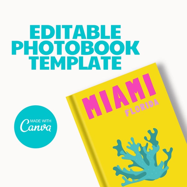 Travel Photobook Canva Template | Miami Assouline Inspired Printed Photo Book Template