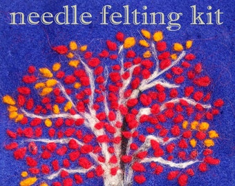 Needle Felting Kit.  Autumn Tree