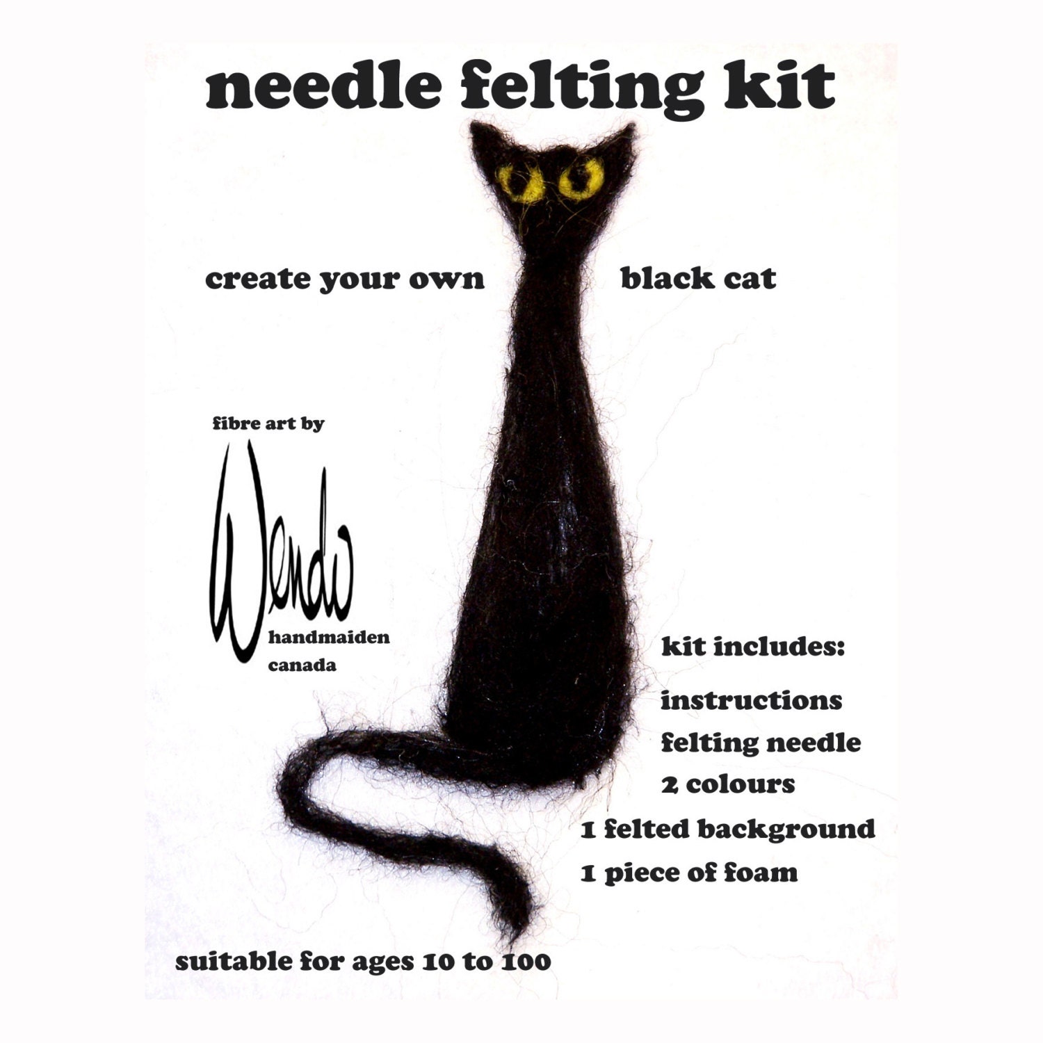 Stretching Cat Needle Felting Kit Beginner Needle Felting Kit Needle Felted  Siamese Cat Cat Craft Kit Complete Needle Felting Kit 