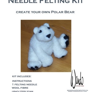 Needle Felting Kit. Polar Bear image 1