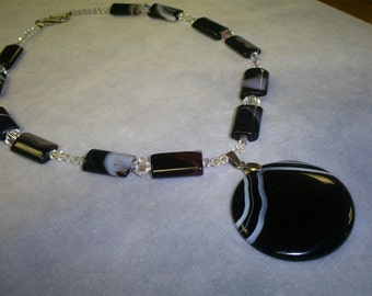 BLACK AGATE pendant necklace