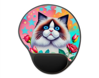 Mouse Pad RAGDOLL Gift for Cat Lover, Birthday, Celebration, With Wrist Rest