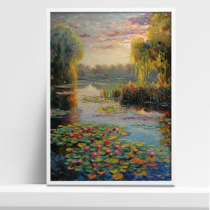 Monet-Inspired Water Lilies Landscape Art Print