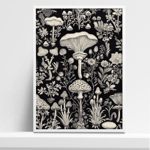 Intricate Mushroom Art Print – Nature Lovers Wall Decor – Giclée Fine Art Poster