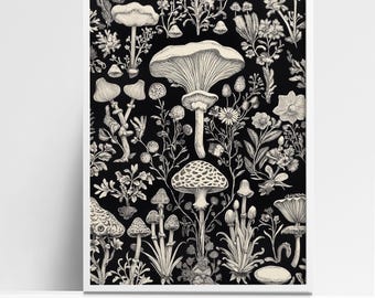 Intricate Mushroom Art Print – Nature Lovers Wall Decor – Giclée Fine Art Poster