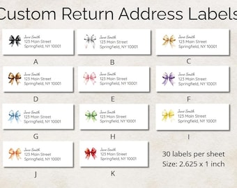 Custom Bow Address Labels Return | Custom Mailing Labels | Cute Bow Stickers | Baby Shower, Small Business, Gift Labels