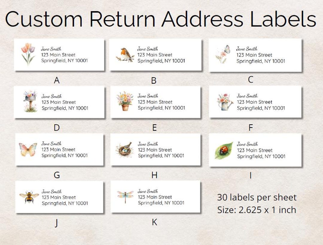 Spring Address Label Template Custom Spring Address Labels Return | Custom Floral Return Address ...
