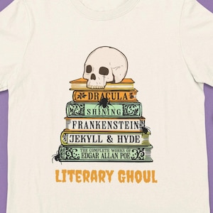 Classic Horror Book Shirt, Dracula, Frankenstein, Gothic Literary Tee, Halloween Shirt, Horror Movie Shirt, Book Shirt Halloween