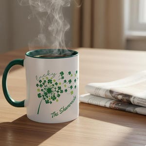 Personalized Lucky Shamrock Mug | Custom Irish Coffee Cup | St. Patricks Day Gift | Green Clover Name Mug | Irish Gift for Coffee Lovers image 1
