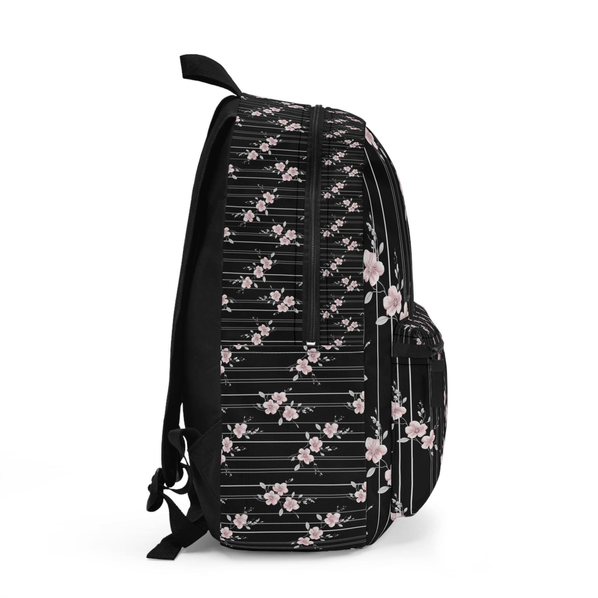 Black Floral Backpack: Grunge Gothic School Bag, Alt Y2K 