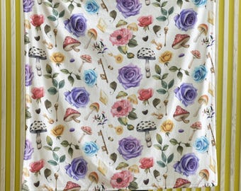 Mushroom Throw Blanket: Cottagecore Floral Velveteen Decor
