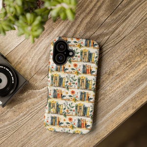 Book Phone Case, Bookish Floral MagSafe iPhone Case, Cute Boho Library Cover for Readers, Glossy or Matte Gift for Book Lovers