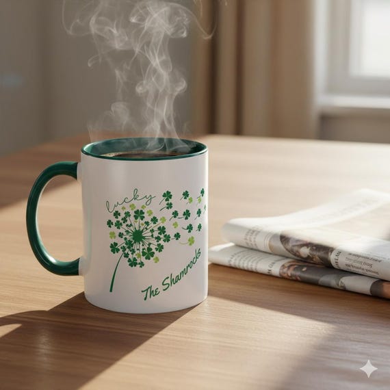 Personalized Lucky Shamrock Mug | Custom Irish Coffee Cup | St. Patricks Day Gift | Green Clover Name Mug | Irish Gift for Coffee Lovers