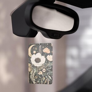 Boho Moon Floral Car Air Freshener – Aesthetic Hanging Air Freshener