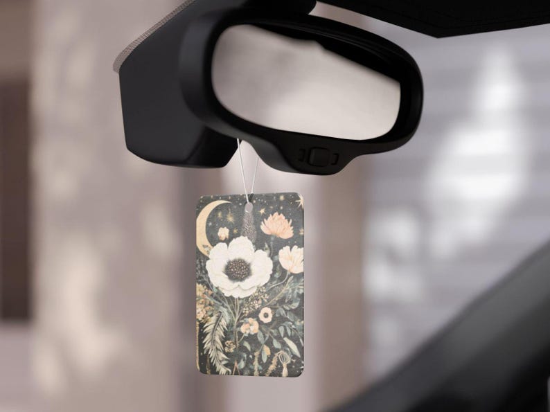 Boho Moon Floral Car Air Freshener – Aesthetic Hanging Air Freshener