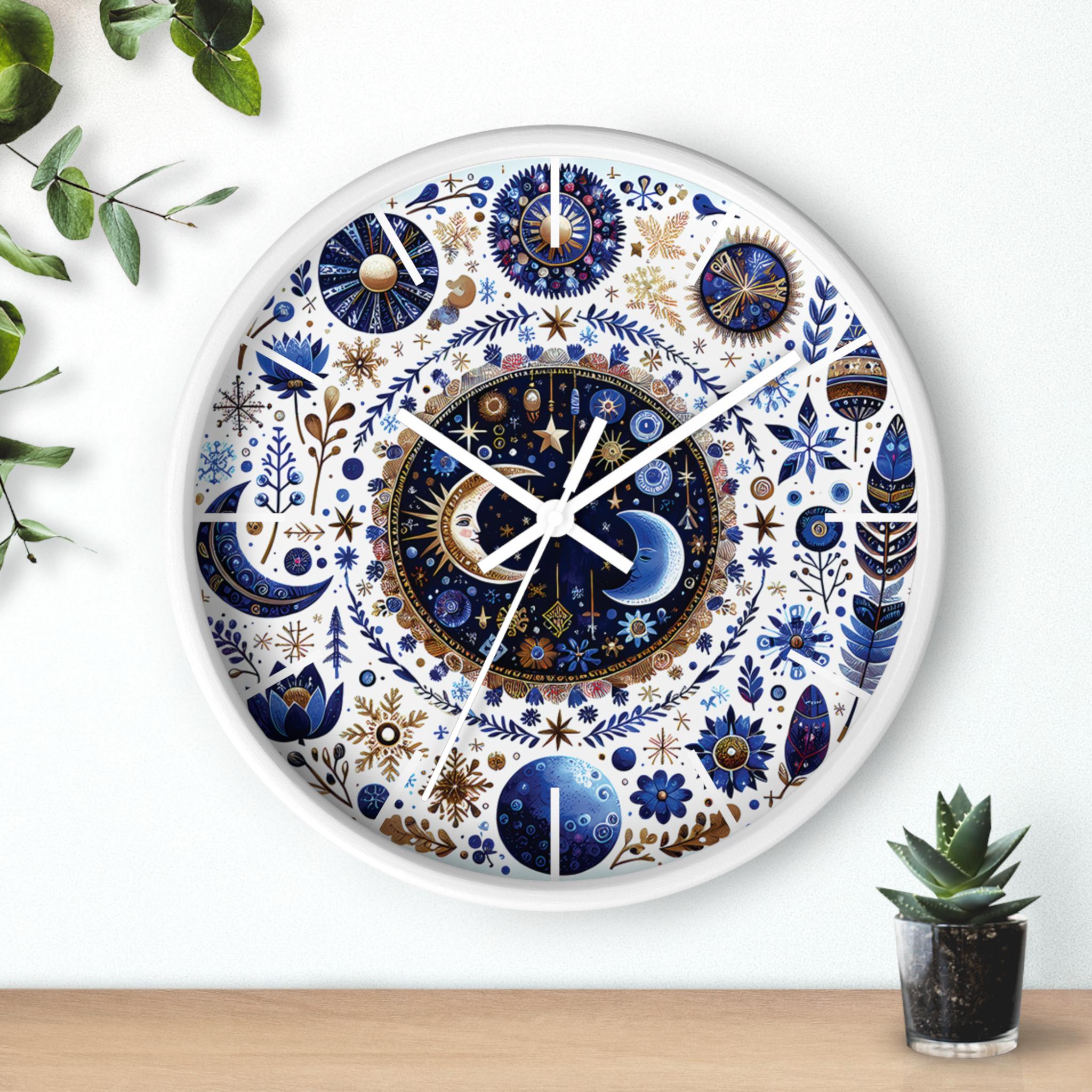 Celestial Sun and Moon Wall Clock: Boho Mandala Moon Phase Decor - Etsy
