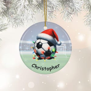 Soccer Christmas Ornament Personalized Soccer Gift Soccer Player Christmas Gift Santa Ball Tree Decoration Custom Holiday Keepsake Coach