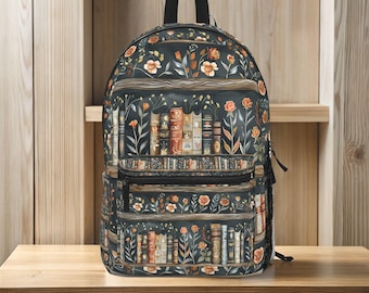 Plecak Dark Academia Vintage, gotycka torba studencka, plecak szkolny z półką na książki, prezent dla miłośnika książek w stylu czarownicy, literacka torba estetyczna na studia