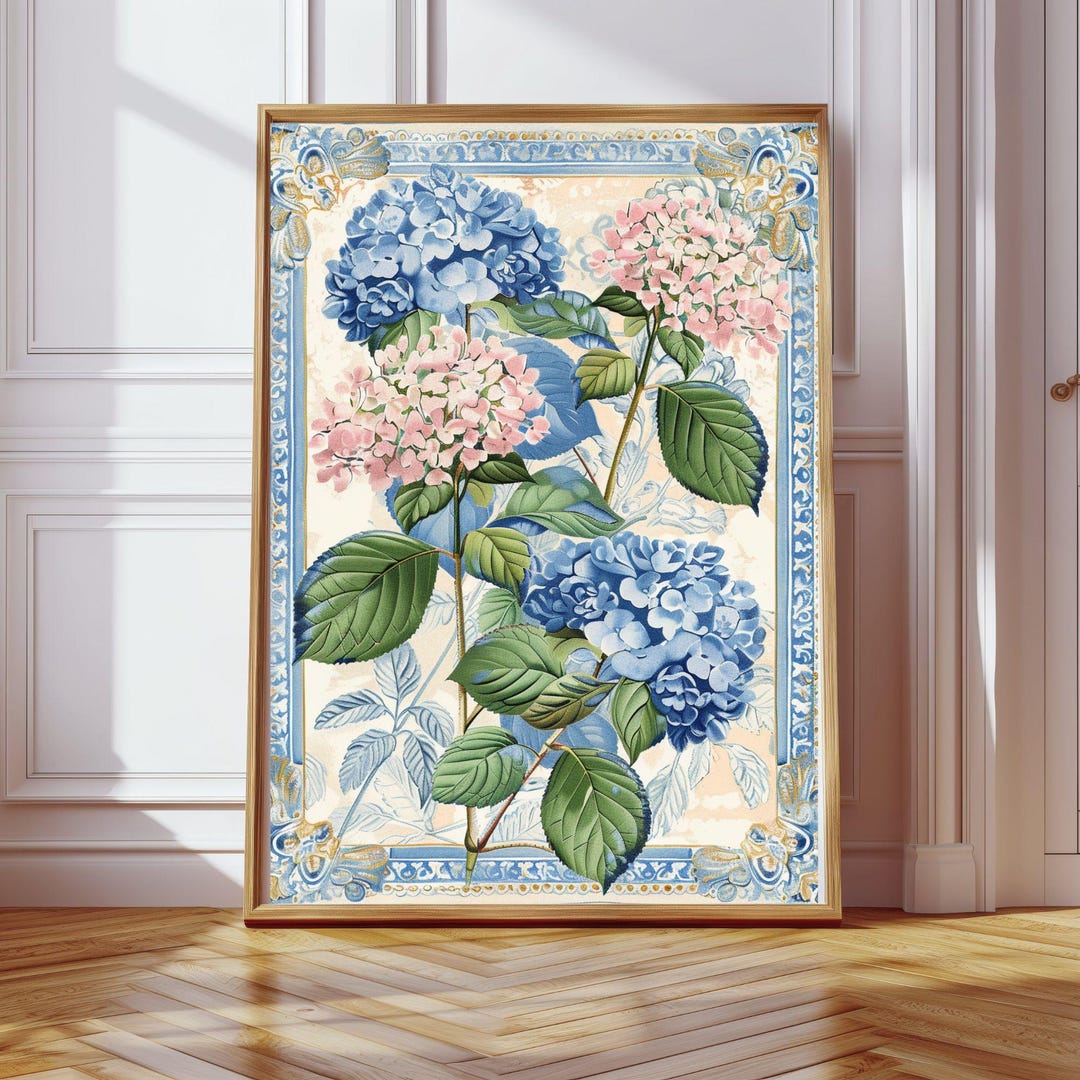 Botanical Print Vintage Hydrangea Wall Art | Floral Printable | French ...