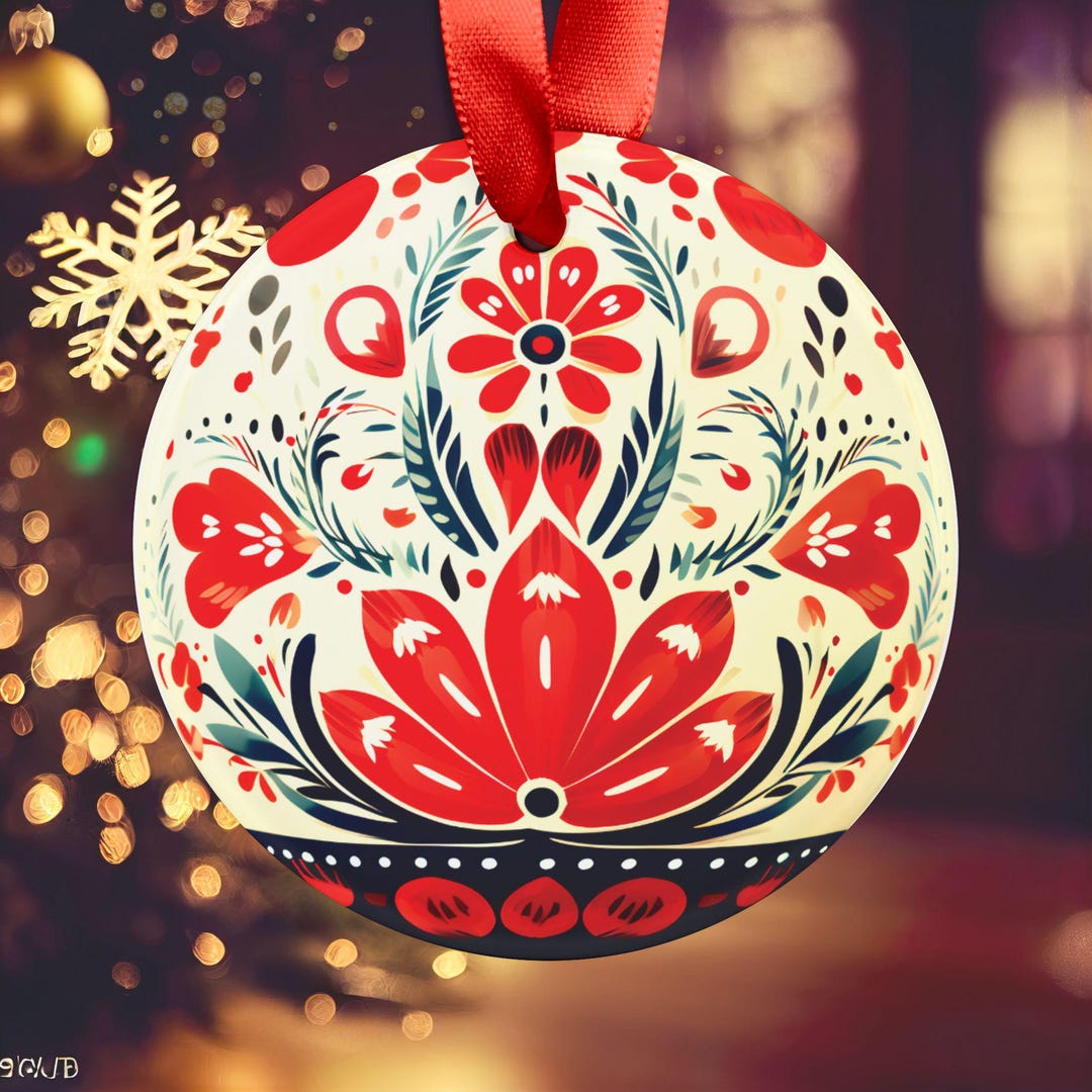 Scandinavian Christmas Ornament, Nordic Folk Art Ornament, Modern ...