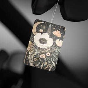 Celestial Car Freshener with Crescent Moon and Floral Design