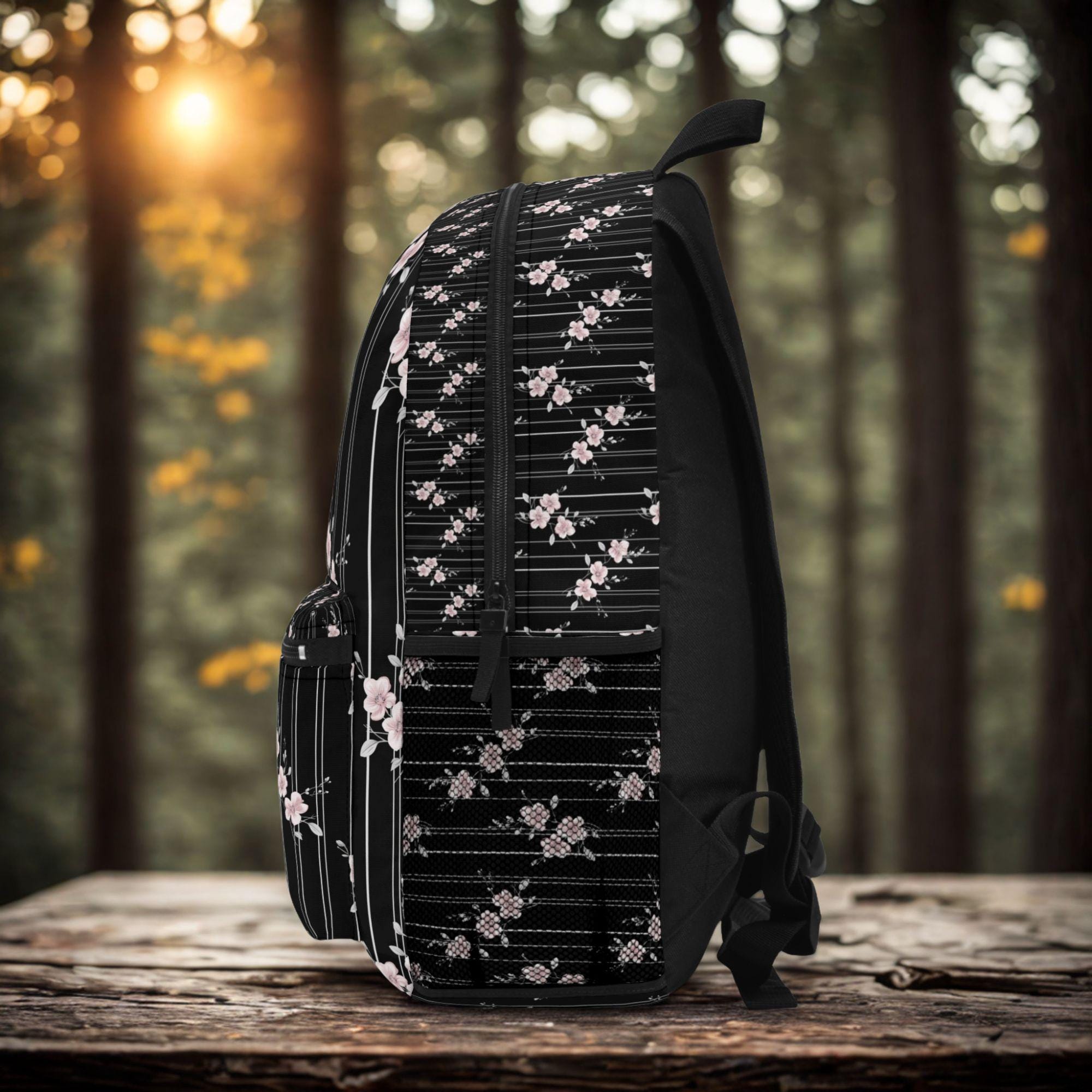 Elegant Black Floral Backpack Black Floral Backpack: Grunge Gothic School Bag, Alt Y2K  main image 4