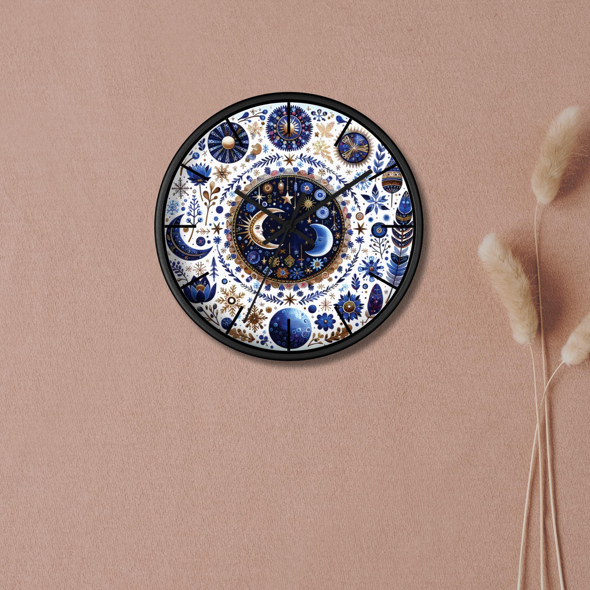 Celestial Sun and Moon Wall Clock: Boho Mandala Moon Phase Decor - Etsy