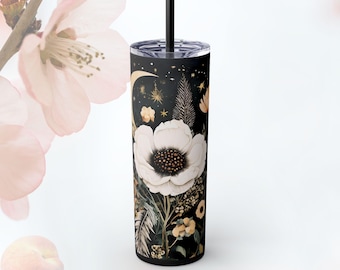 Celestial Floral Tumbler, 20oz Insulated, Bridesmaid Proposal Gift