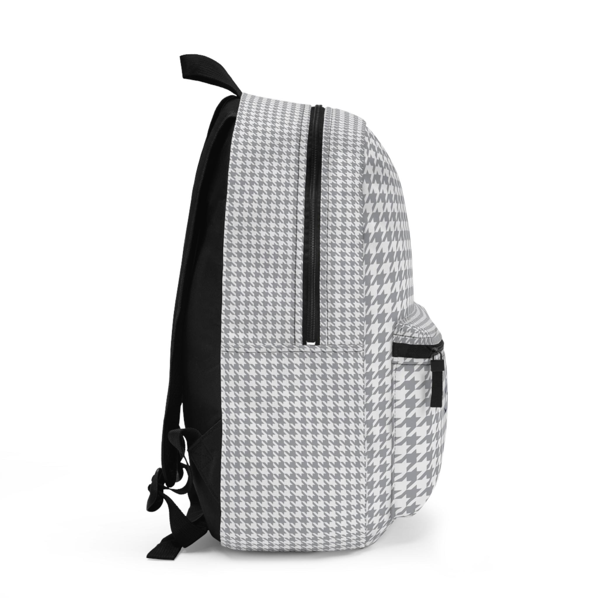 Houndstooth Computer Backpack Personalized Houndstooth Laptop Backpack: Monogrammed Gray  main image 4
