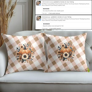 Herbst Kissenbezüge Büffel Karo Kürbis Sonnenblume Herbst Erntedank Dekor Bauernhaus Dekoration Saisonale Kissen Gingham kariert