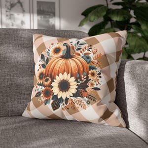 Herbst Kissenbezüge Büffel Karo Kürbis Sonnenblume Herbst Erntedank Dekor Bauernhaus Dekoration Saisonale Kissen Gingham kariert