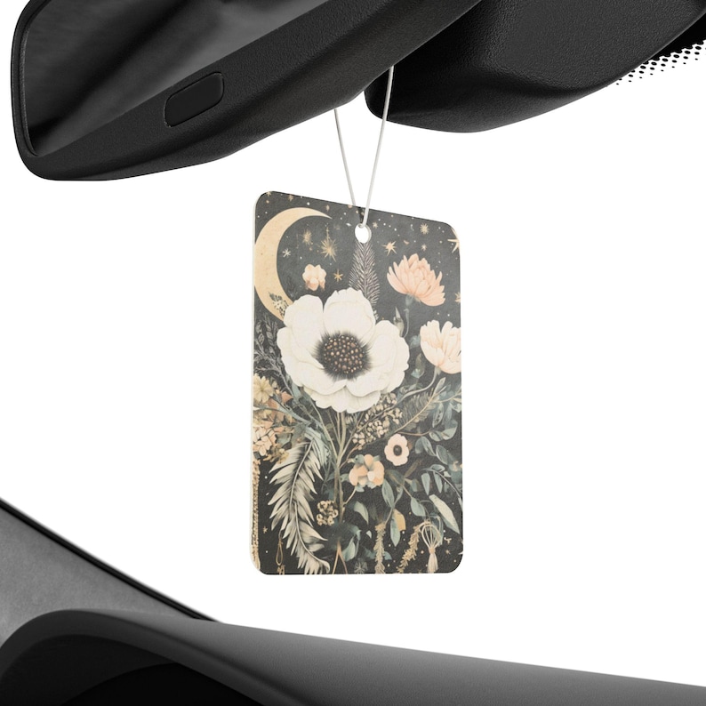 Boho Moon Floral Car Air Freshener – Aesthetic Hanging Air Freshener